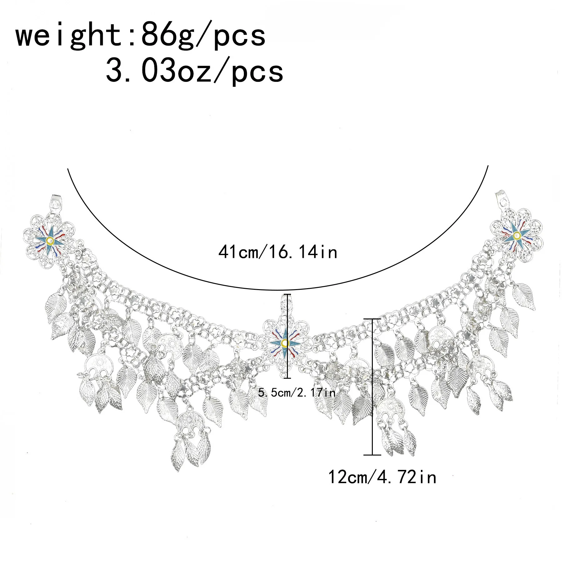Ethnic Style Leaves Women Hairwear Waist Chain Accessory Vintage Bohemia Tassels Pendant Metal Female Carved Hollow Head Jewelry