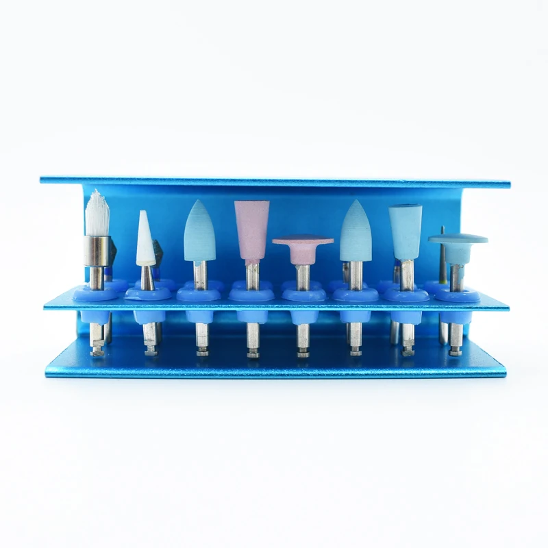 Dental Burs Holder 16 Holes with Silicon Bur Block Box for FG RA High Speed and Low Speed Disinfection Box Odontologia Tools