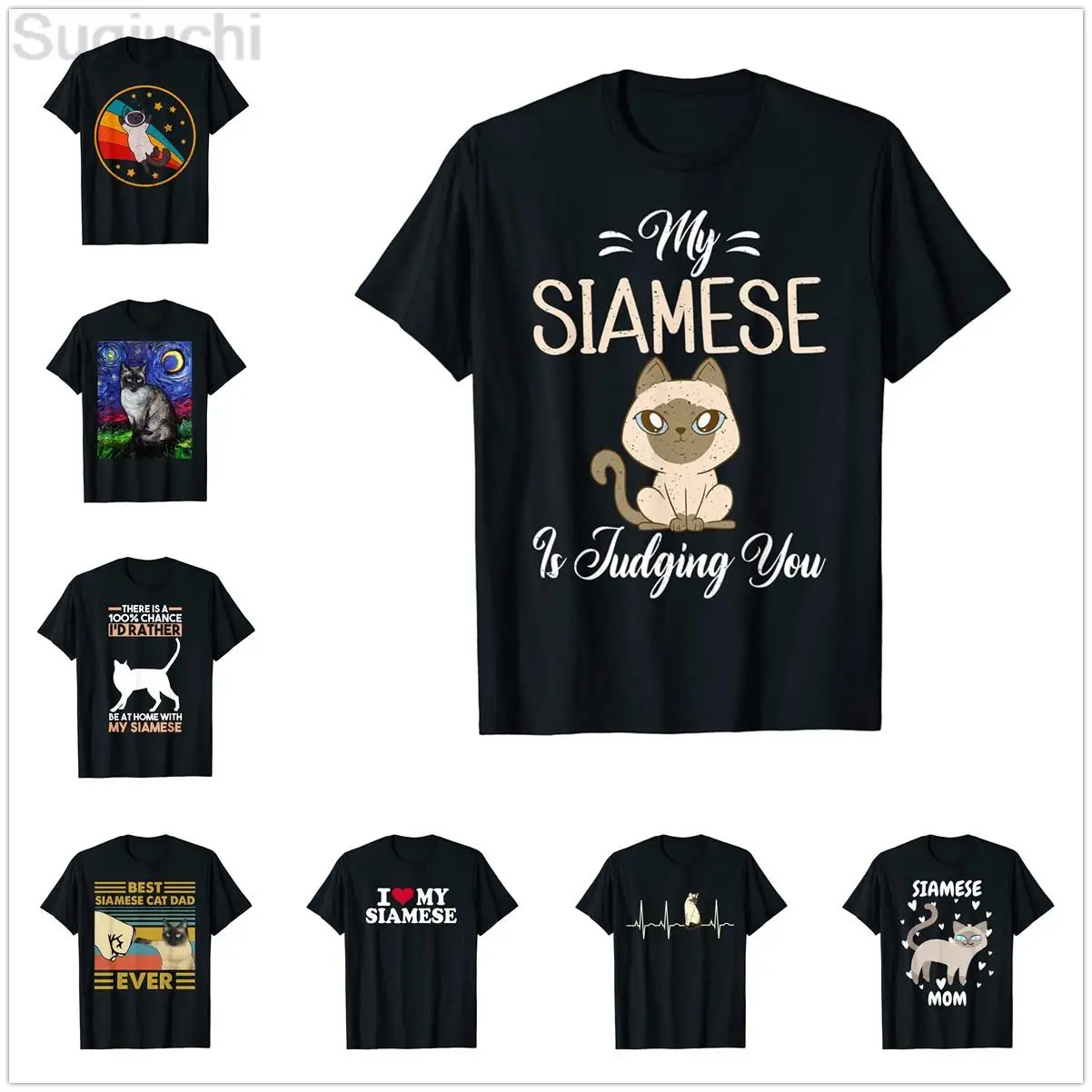 Siamese Cat Lover T-Shirt 100% Cotton Men Women Unisex Hip Hop T Shirts For Gift Size XS-5XL