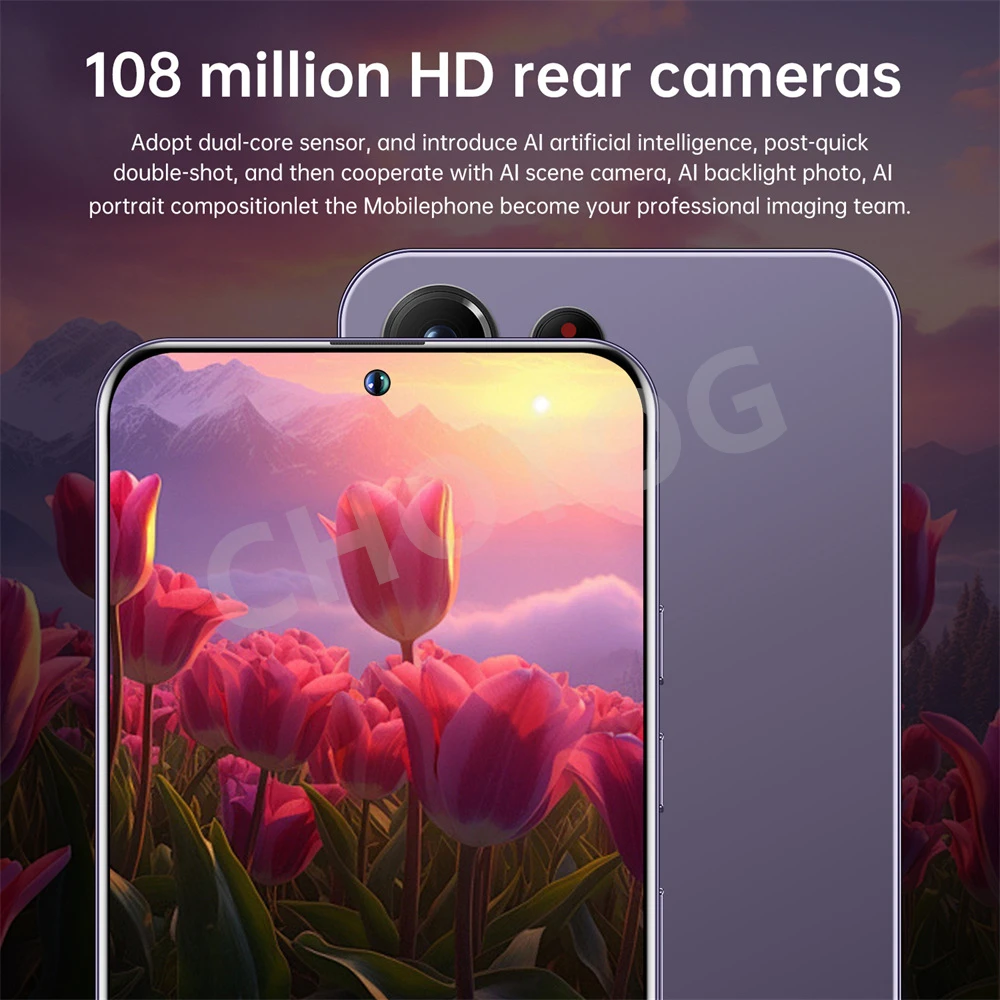 2025 SMS 24 هاتف ذكي فائق الأصلي رخيص الثمن 7.3 بوصة الإصدار العالمي 5G هواتف محمولة بشريحتين 7800 مللي أمبير في الساعة أندرويد 14 هواتف محمولة