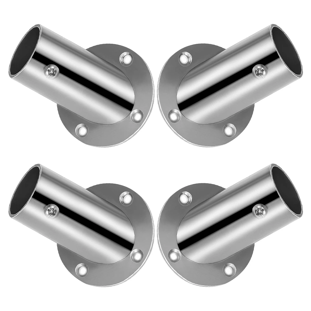 

4pcs Stainless Steel Hanging Rod Fixing Seat Spacesaving Stable Shower Curtain Holder Bracket Closet End Brackets Corner
