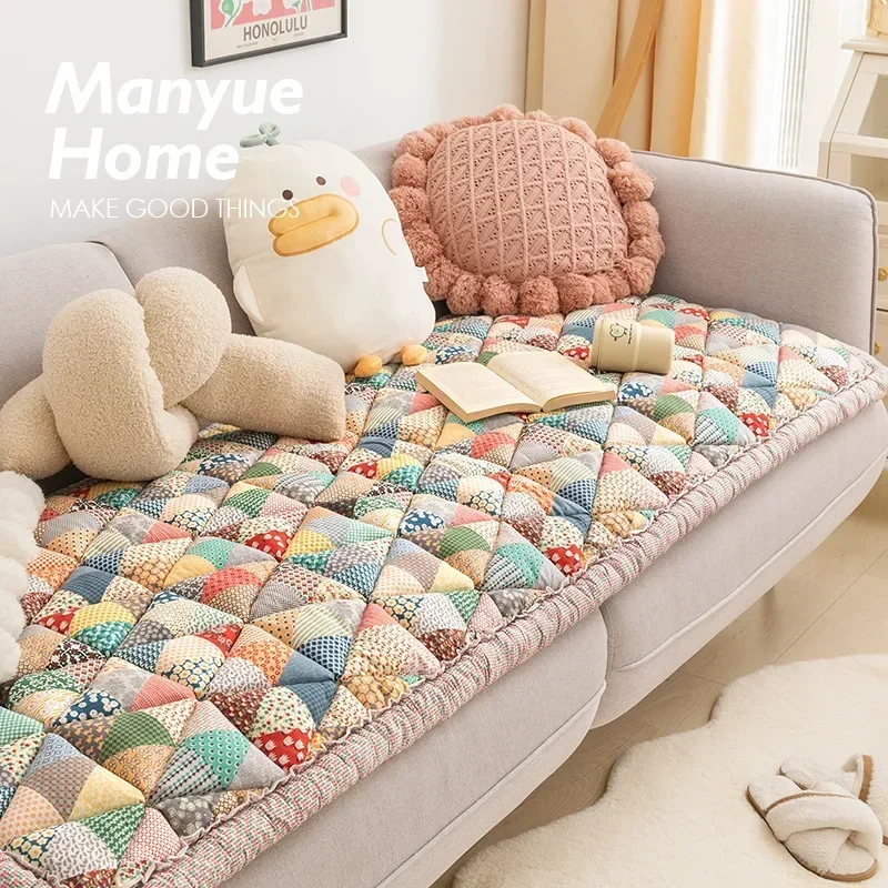 Hot Selling Retro Pastoral Style New Pure Cotton Mantou Sofa Cushion Colored Anti Slip Thick Anti Cat Scratch