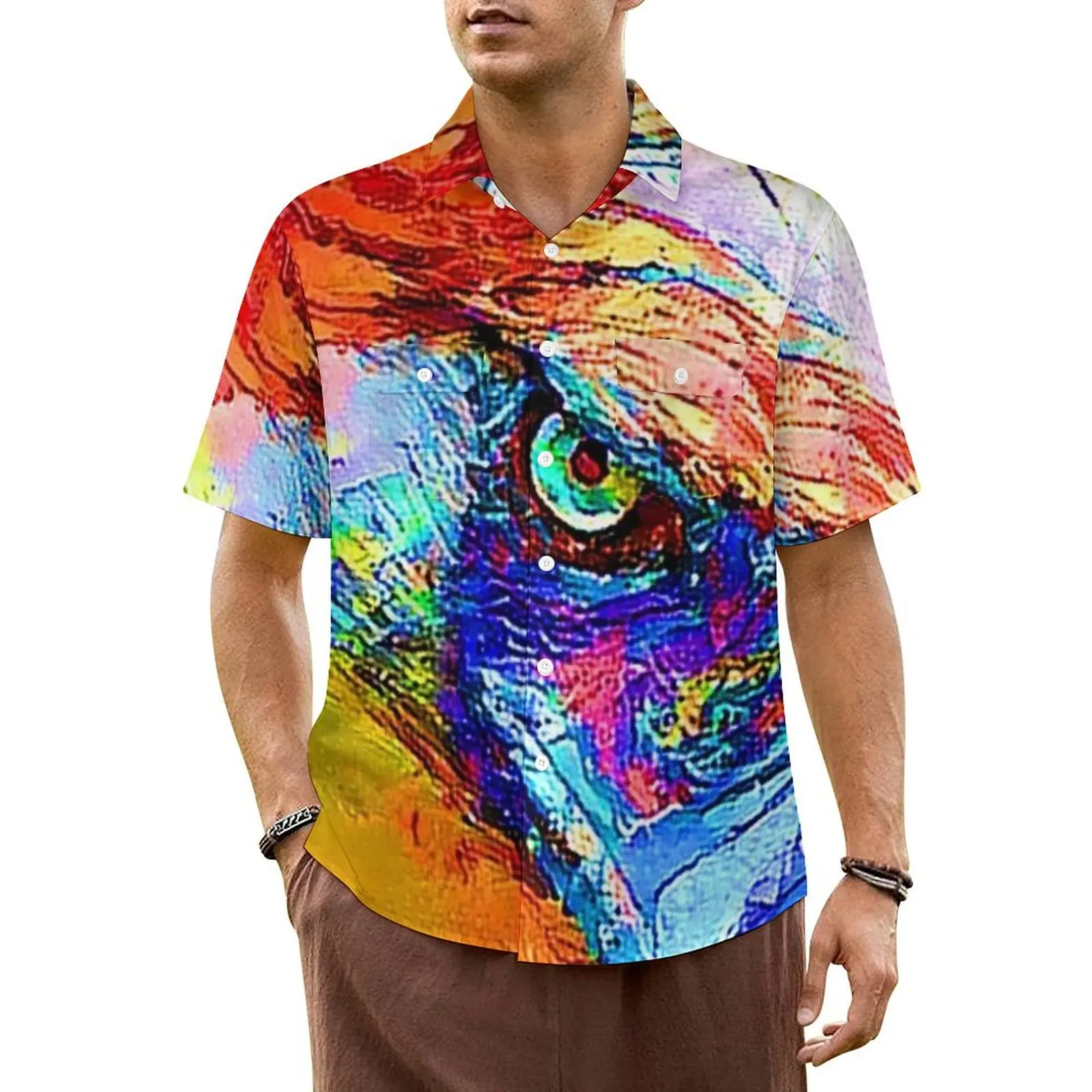 

Cute Eagle Art Vacation Shirt Men Colorful Eagle Drawings Cool Casual Shirts Hawaiian Short-Sleeve Fashion Oversize Blouses