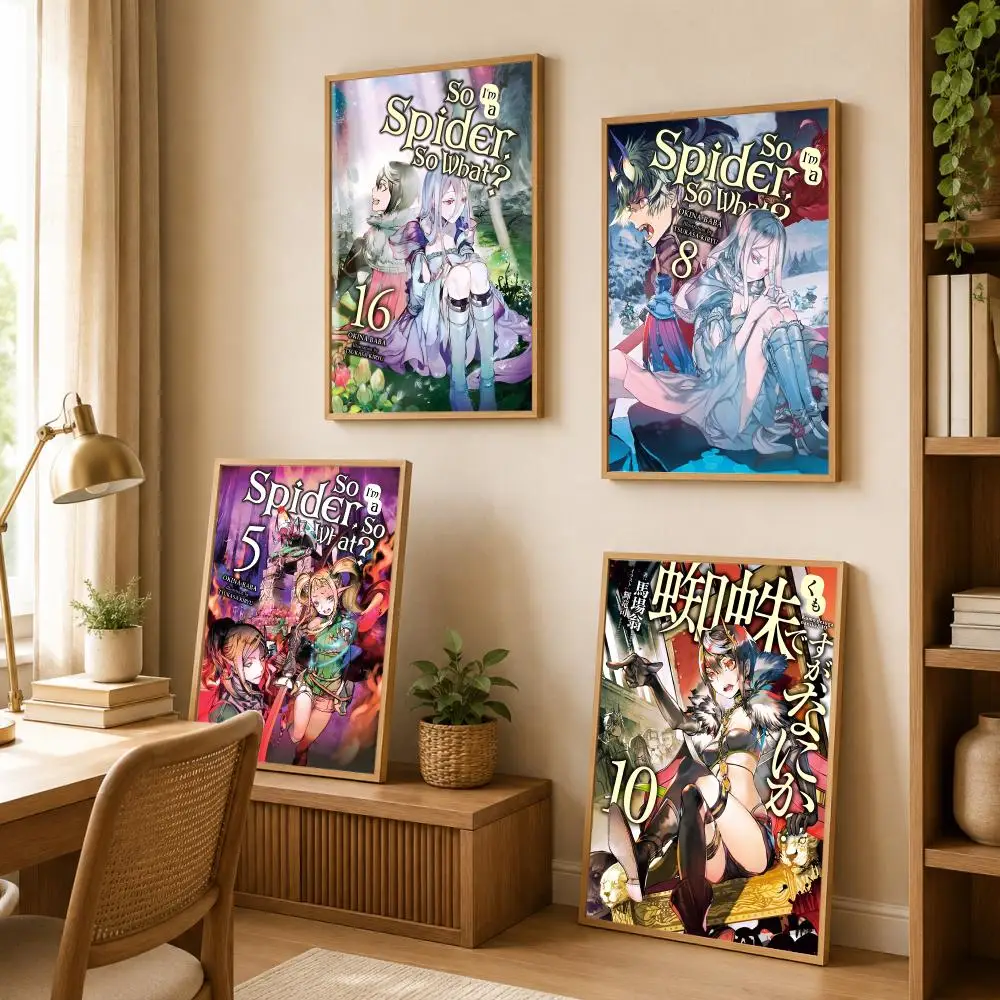 Anime S-So Im A S-Spider So What Poster Art Wall Stickers Painting Self Adhesive Wall Decals for Bedroom Living Room Home Decor