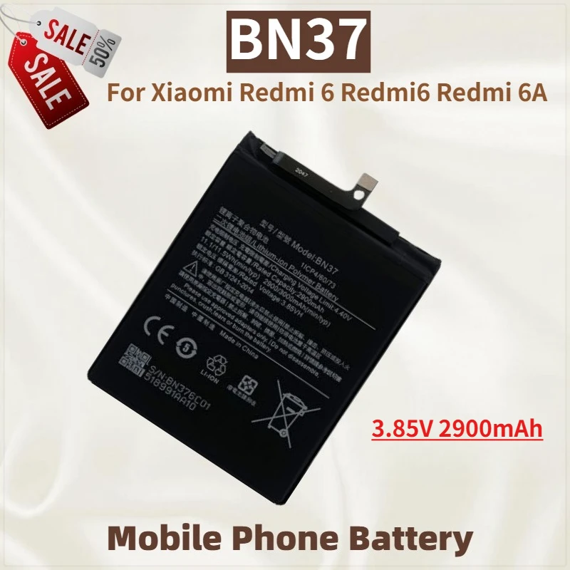

High Quality BN37 Phone Battery 3.85V 2900mAh For Xiaomi Redmi 6 Redmi6 Redmi 6A Brand New Replacement Battery