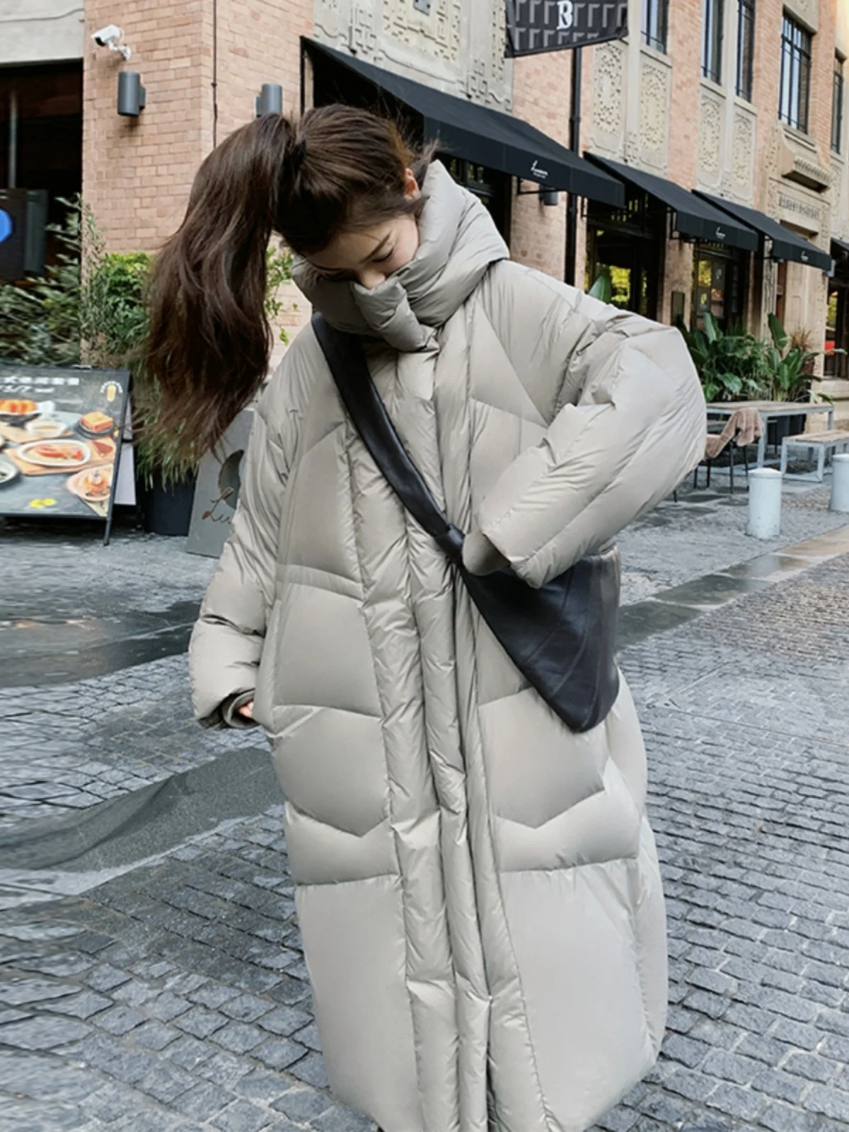 Jaqueta de Inverno Ultra Longa para Mulheres, Comprimento até o Tornozelo, Estilo de Rua de Alta Qualidade, Com Zíper...