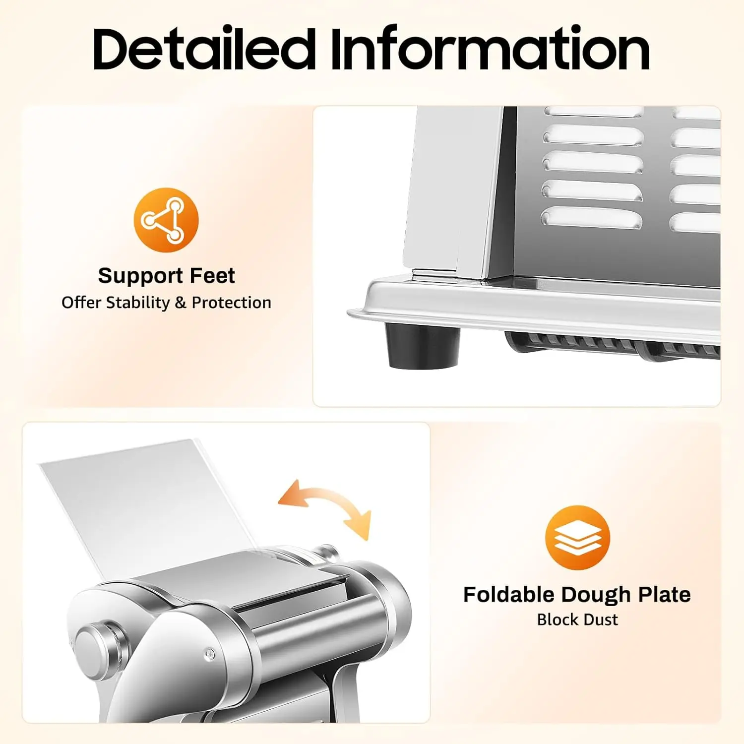 صانعة المعكرونة الكهربائية، 110 فولت 135 وات من الفولاذ المقاوم للصدأ ماكينة فرد العجين الكهربائية ماكينة صنع المعكرونة العائلية سمك قابل للتعديل D
