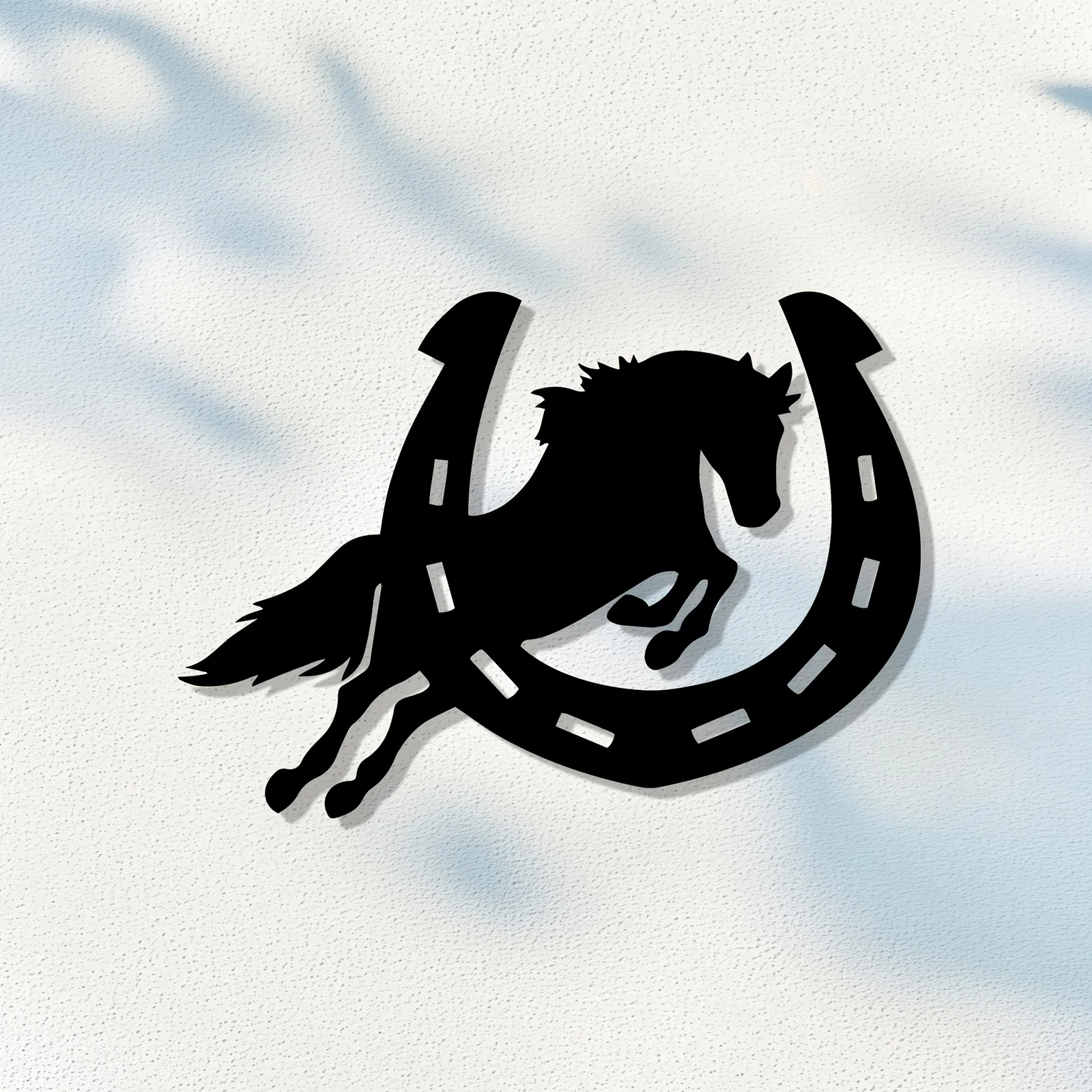 CIFBUY Metal Wall Art,2D Flat Laser Cut Dynamic Horse Horseshoe Iron Hanging Sculpture,Rustproof Powder‑Coated Wall Decor