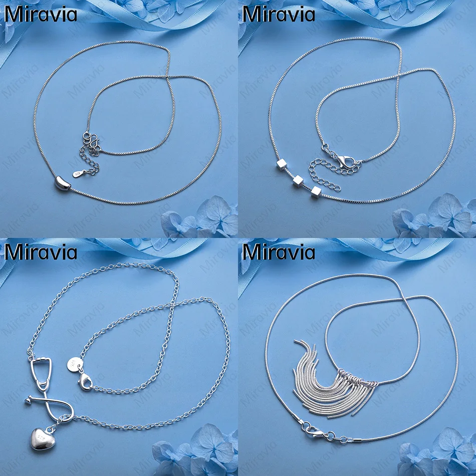 

Miravia 925 Sterling Silver Stethoscope Heart Thin Chain Necklace Cute Women'S Unique Accessories Party Jewelry