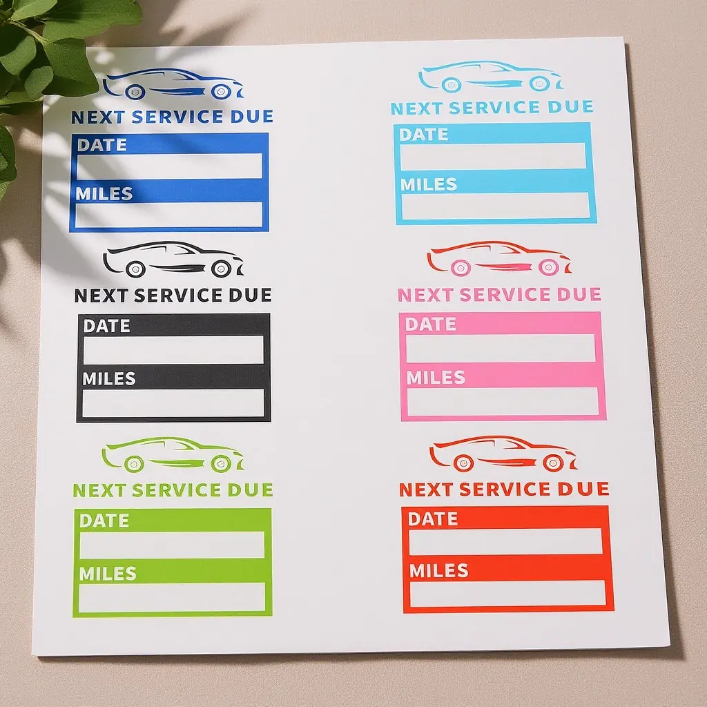 

10 Sheets Service Due Stickers Pet Material Waterproof Writable Oil Change Reminders Car Motorcycle Windshield Static Adhesive