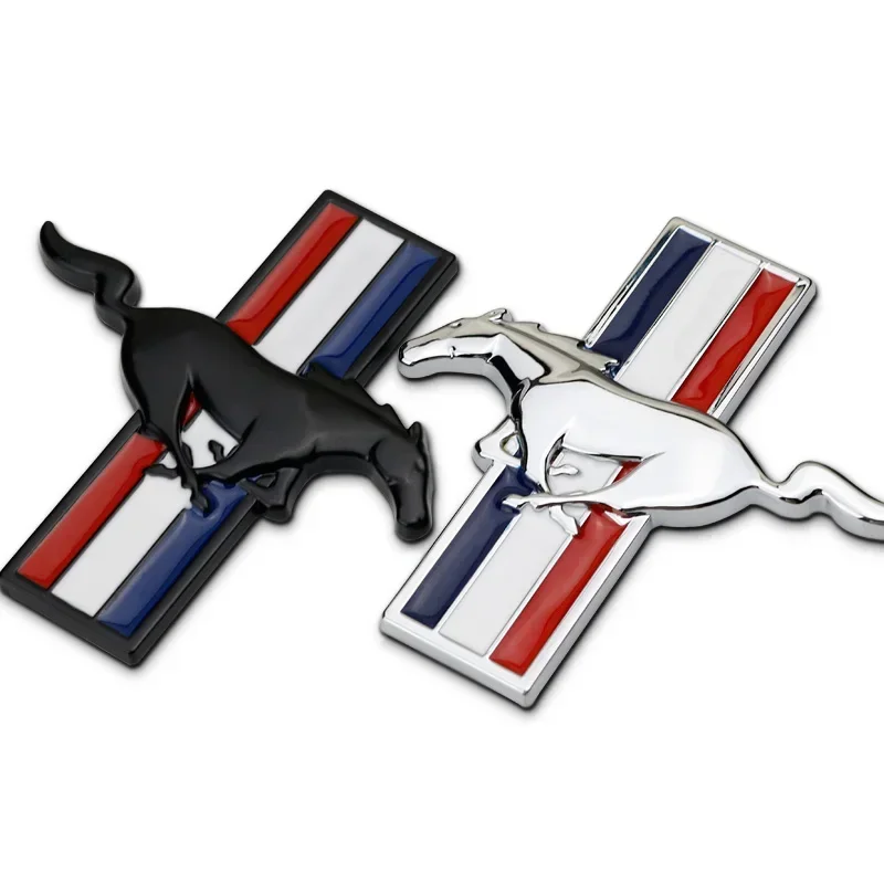 

Auto Accessories Left & Right Running Horse French Flag 3D Metal Car Emblem Badge Car Styling Fender Trunk Decoration Sticker