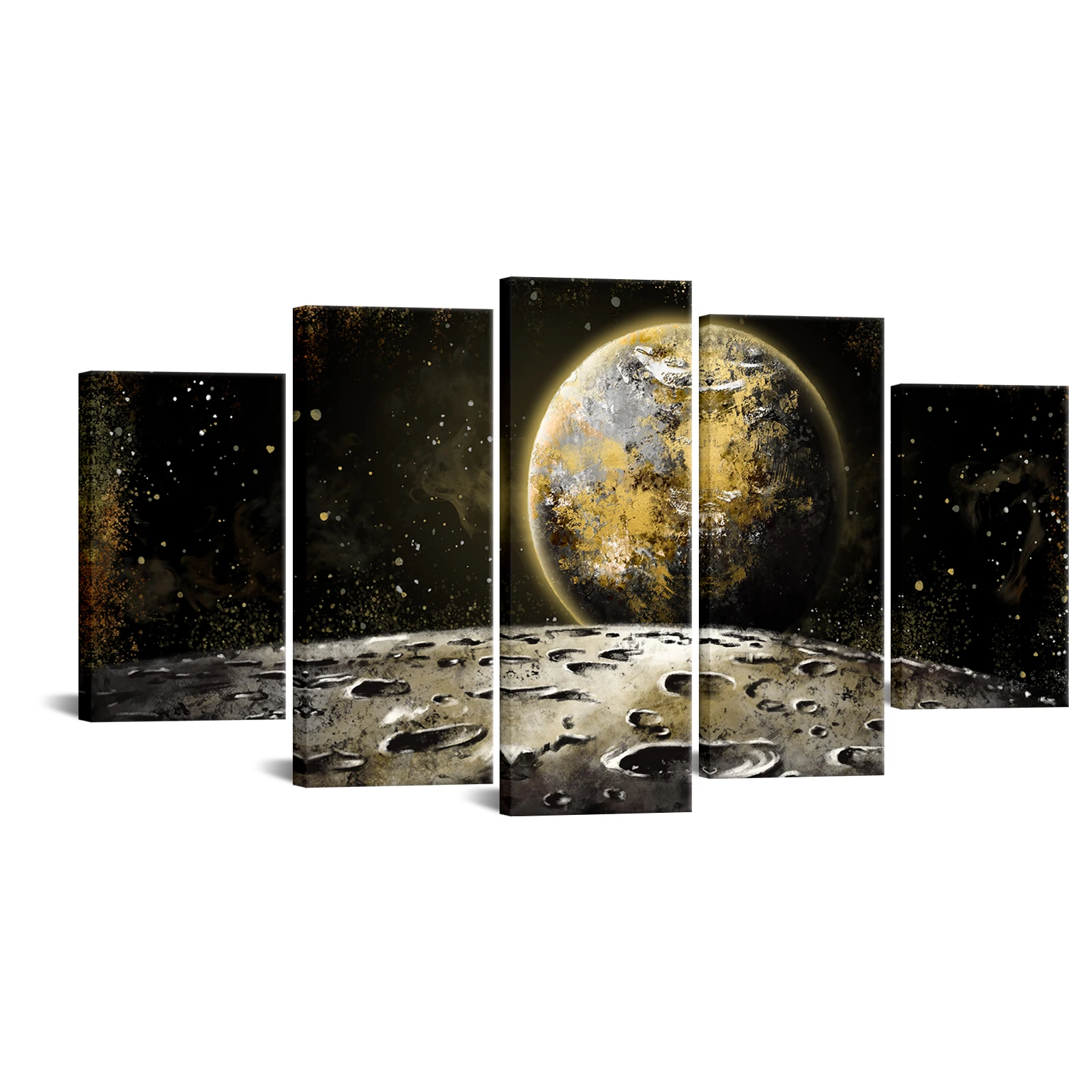 

5 Pieces Abstract Earth Poster Home Decor Moon Crater Print Canvas Painting Modern Style Picture Living Room Wall Art