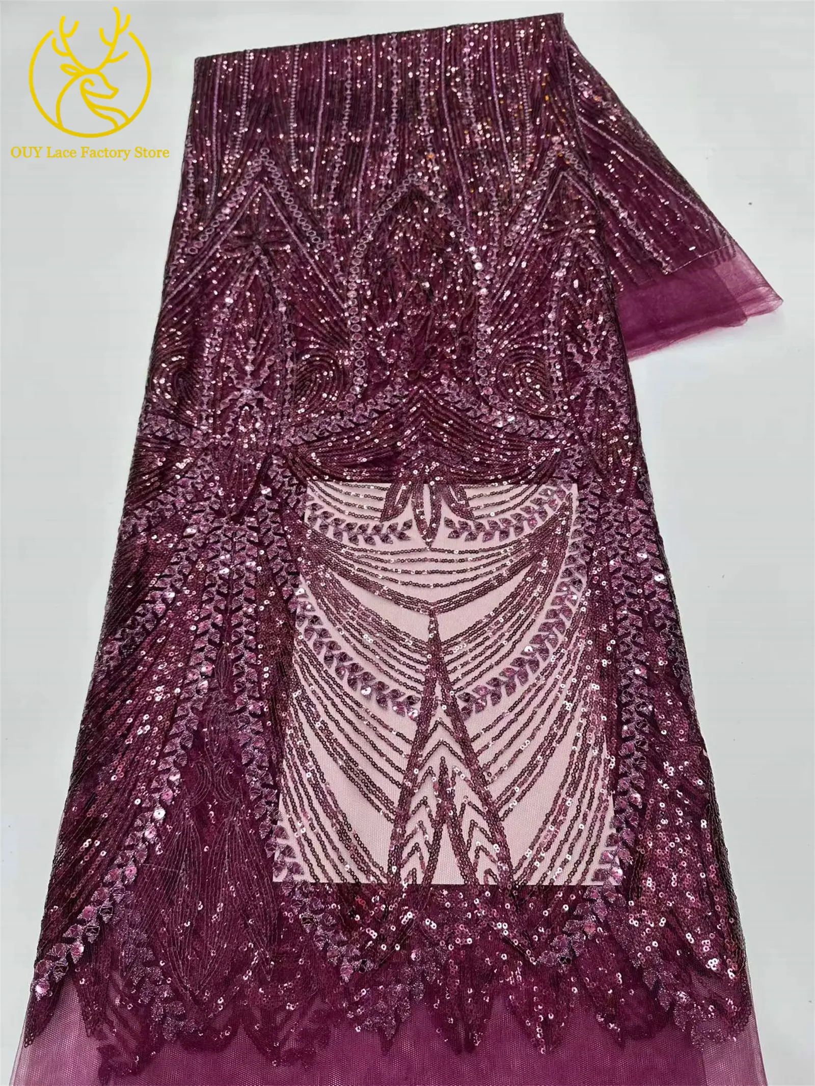 5 Yards Afrikanischer Spitzenstoff 2026 Hochwertige Französische Pailletten Perlenbesetzter Tüll Hochwertiges Nigerianisches Partykleid für Damen Hochzeitskleid – Detail 11
