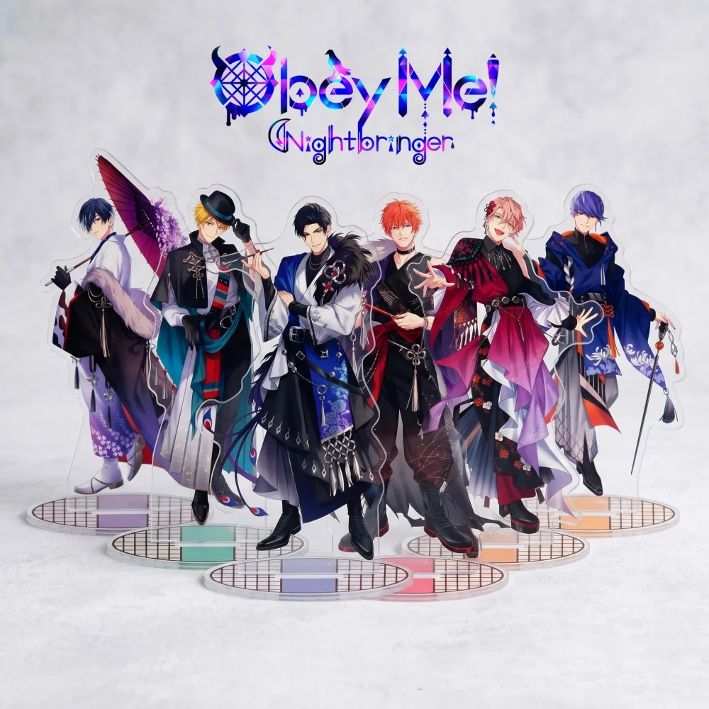 Obey Me Nightbringer Acrylic Stand Keychain Lucifer Mammon Levi Satan Full Complete Set Game Character Merch Fans Gift