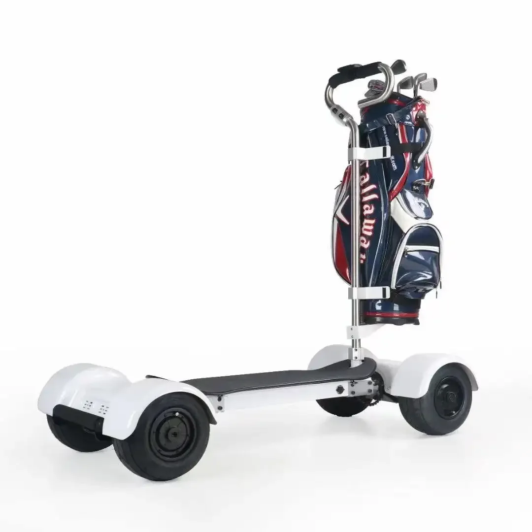 2024 Factory Direct Sale New Skateboard Body-Turning Electric Golf Trolley Cart with Bag High Quality Golf Trolleys