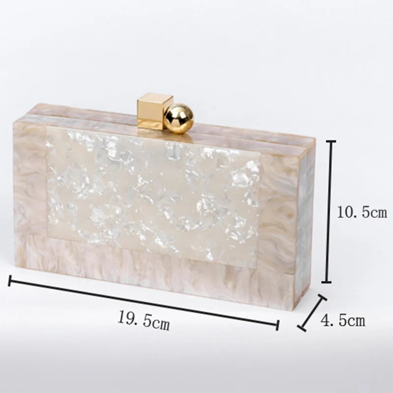 Women'S Shoulder Clutch Evening Dress Wedding Summer Beach Party Acrylic Flip Cover Ice Crack