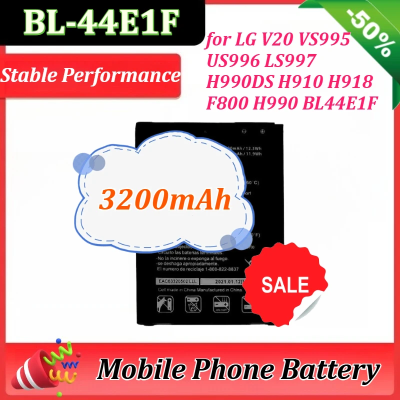 

New 3200mAh+Tools BL-44E1F Battery for LG V20 VS995 US996 LS997 H990DS H910 H918 F800 H990 BL 44E1F Mobile Phone Batteries