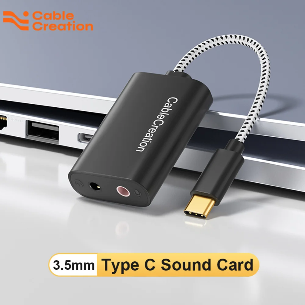 

CableCreation USB Type C внешняя звуковая карта Тип C до 3,5 мм аудио разъем стерео ЦАП 2 в 1 USB C микрофонный адаптер для ноутбука