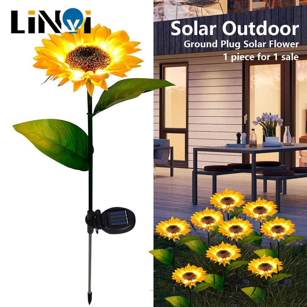 

LED Solar Sunflower Outdoor Lawn Light IP65 Waterproof Pathway Yard Wedding Holiday Garden Decoration Solar Flowers Lamp