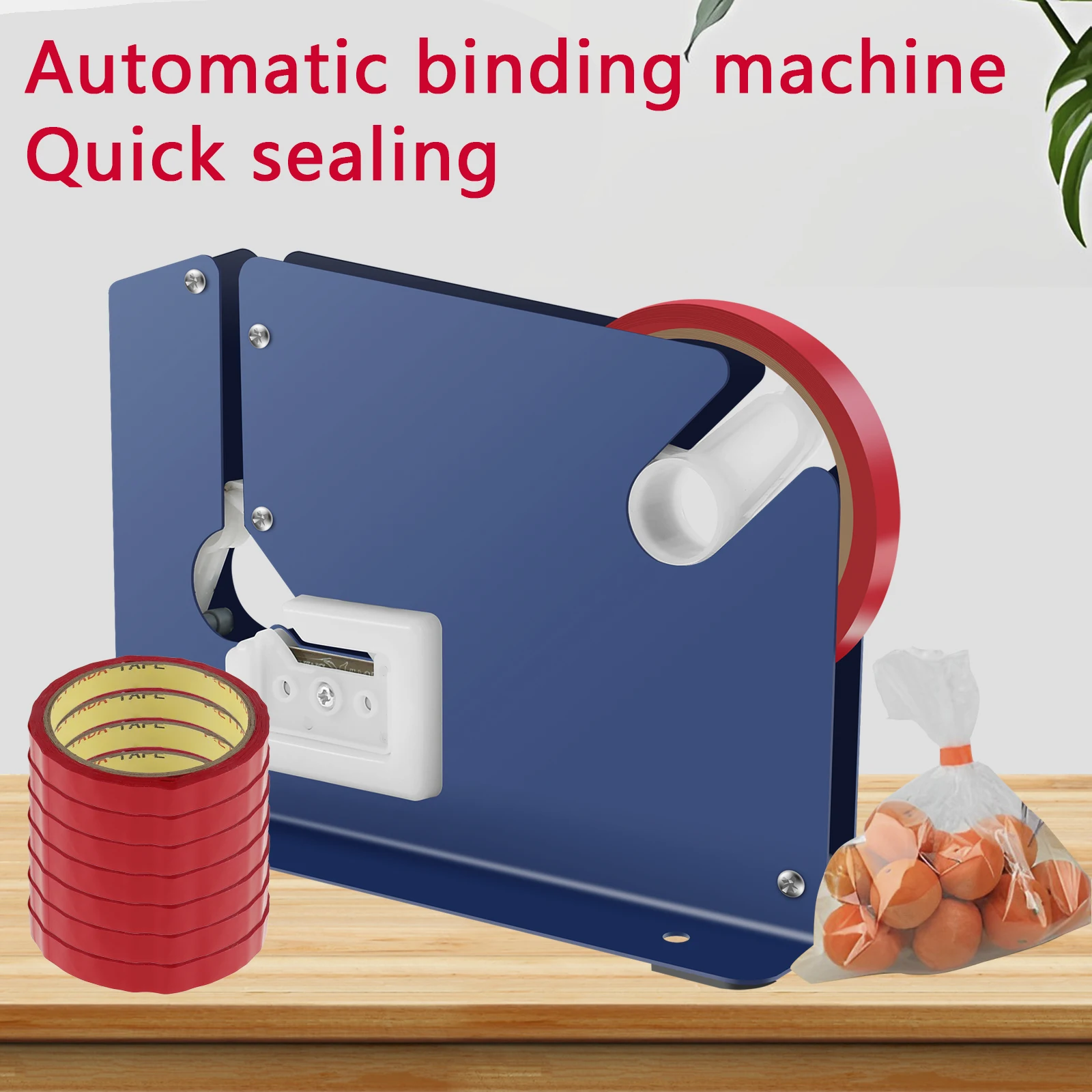 Metal Bag Sealer with 7 Bag Sealing Tape Manual Taper Anti-Slip Durable with Trimmer Cutter  for Home Bakery Supermarket