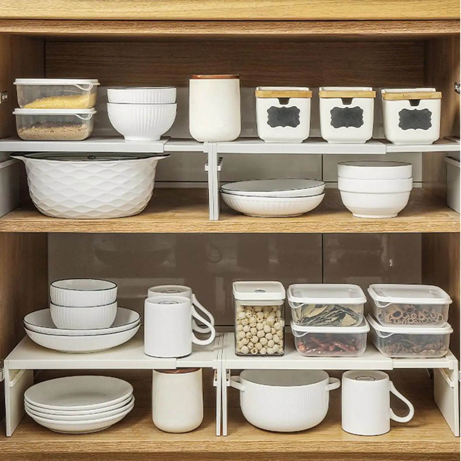 Kitchen Stretchable Cabinet Shelf Cupboard Separated Storage Rack Countertop Organizer SpiceOrganizer Shelf Save Space