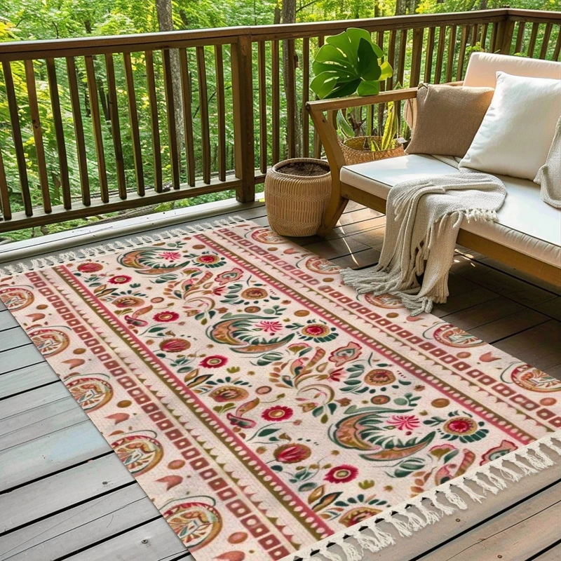 

Carpet for Living Room Colorful Art Pattern Non-slip Coffee Table Tassel Rug Large Area Washable Folding Bedroom Mat Alfombra 담요