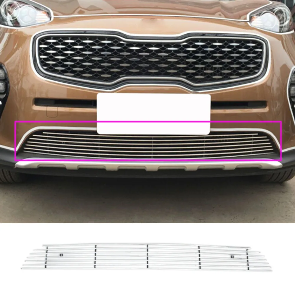 Car Body Protect Detector Stainless Steel Trim Front Up Grid Grill Grille Hoods 1pcs For Kia Sportage KX5 2016 2017 2018