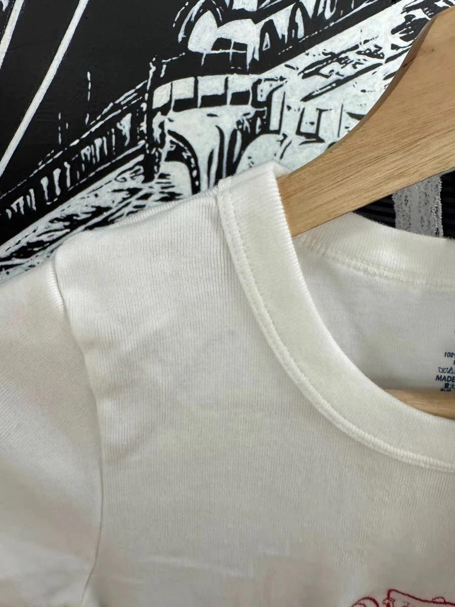 Angel Baby Embroidery Slim Crop Top Woman Summer Round Neck Short Sleeve Cotton Tees Casual Sweet Preppy Style Tshirts Y2k Tops