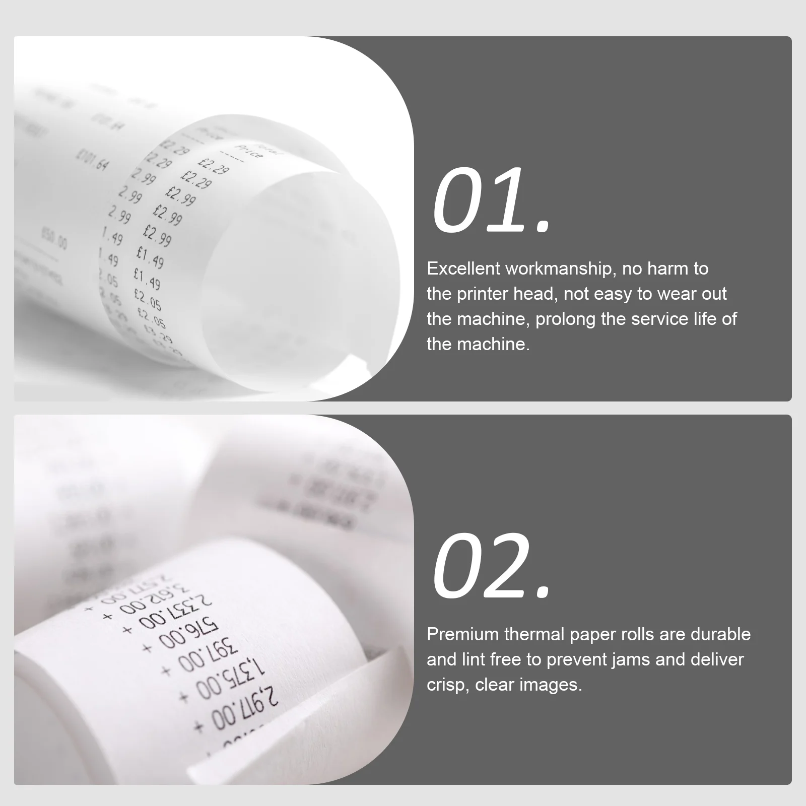  10 Rolls Thermal Paper Receipt Printing Multifunction Credit Card Machine White