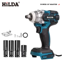 HILDA 18V Electric Impact Wrench Rechargeable 1/2 Socket Wrench Cordless Without Battery High Power Impact in Car Repair