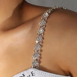 Shiny Crystal Shoulder Strap Bra Chain for Women Wedding Jewelry Rhinestone Shoulder Chain Geometry Body Decor Dress Accessories