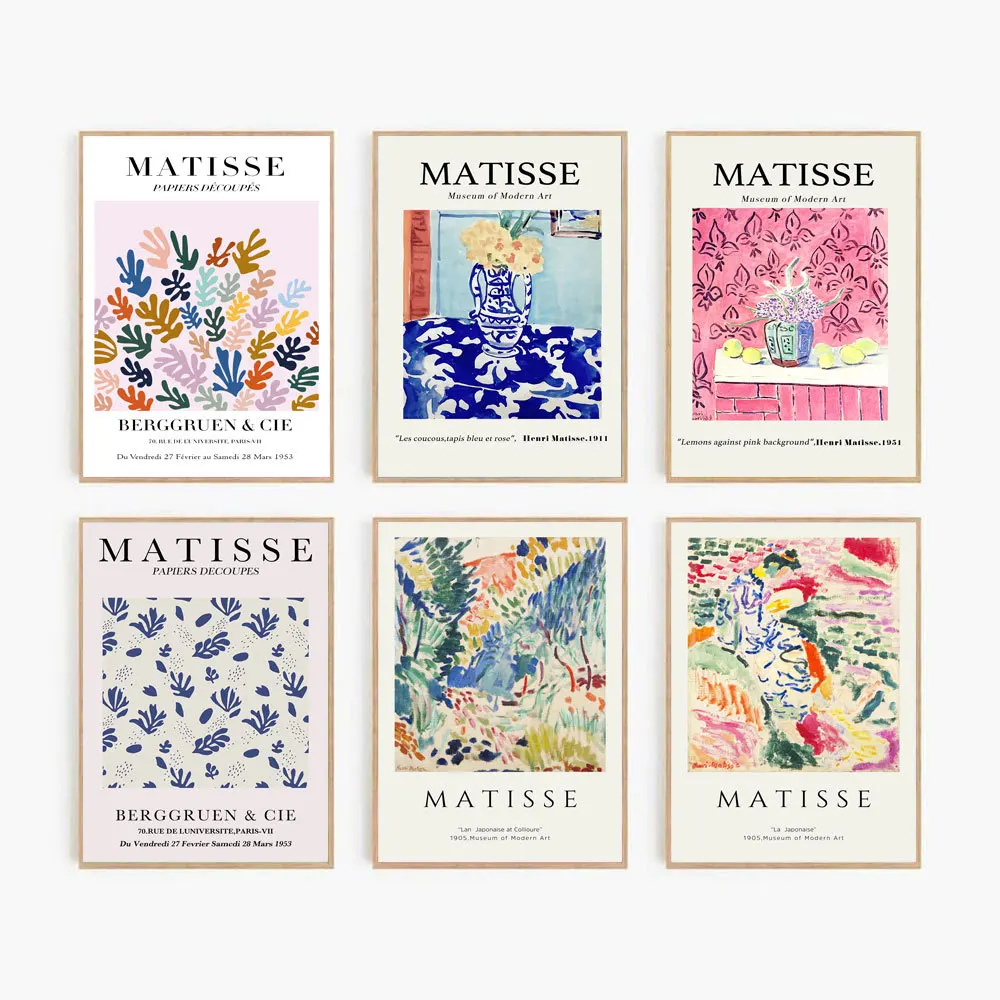 Vintage Abstract Matisse Exhibition Mid Century Landscape Wall Art Posters Canvas Painting Prints Pictures for Room Home Decor