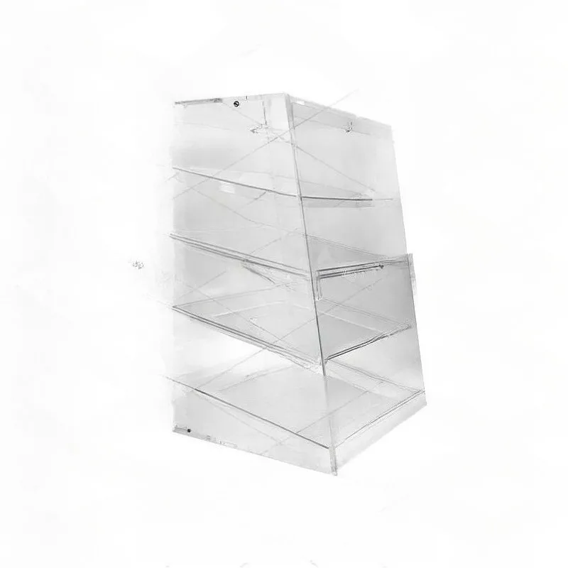 for 4 Tier Acrylic Pastry Stand Transparent Bread Display Cabinet for Donut Cookie Cake Bakery