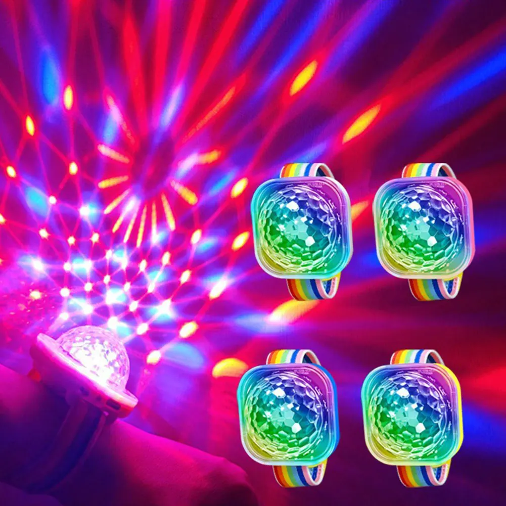 USB Wristband Disco Strobe Lights Sound Control Wearable Watch Light Mini Bracelet Wrist Atmosphere Lamp for Dance Party