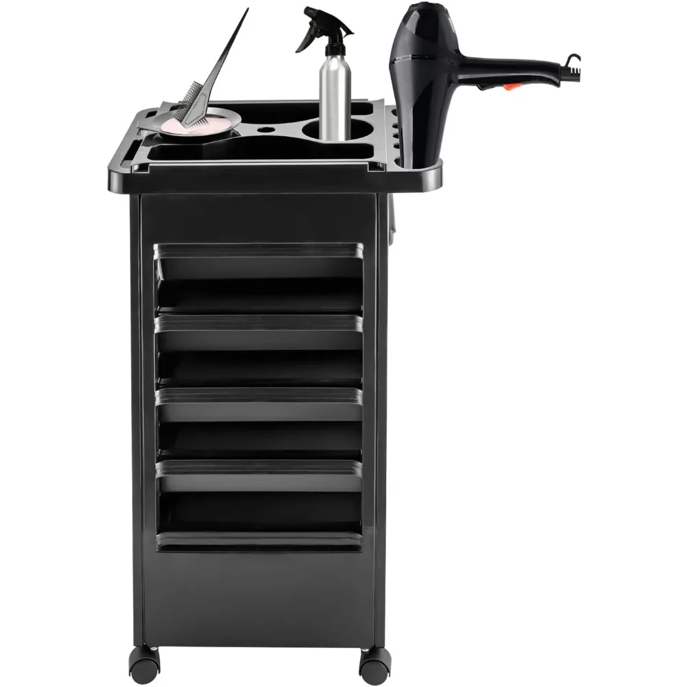 عربة صالون مكونة من 5 طبقات، عربة محطة تصفيف سبا التجميل مقاس 31.9 بوصة مع عجلات وعاء صبغ، عربة صالون دوارة لتصفيف الشعر