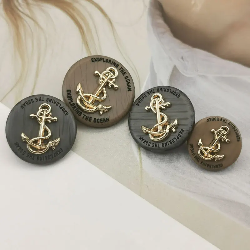 10pcs 18/20/23/25mm Decorative Snaps for Clothes Navy Vintage Anchor Design Clothing Buttons Sewing Material Sewing Accessories