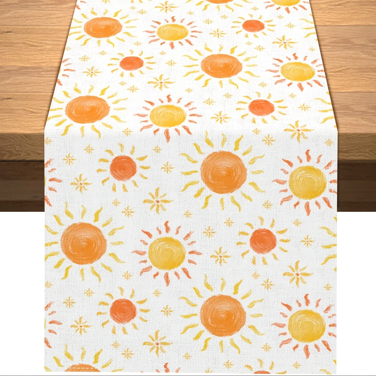 Boho Sun Tischläufer aus Leinen |   Perfekt für Esszimmer, Kücheninsel und erste Reise rund um die Sonne, Partydekoration