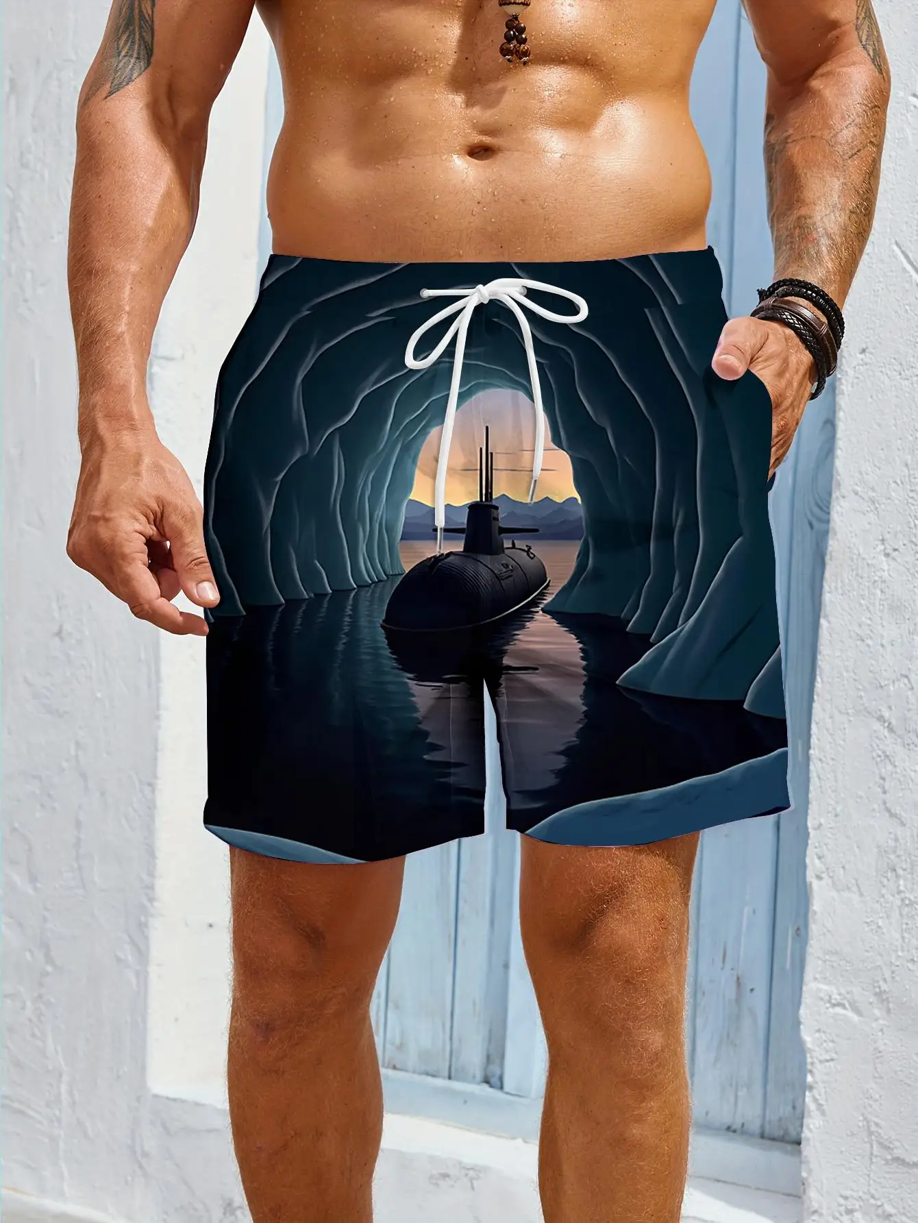 

1pcs Men's Short swim trunks2026 Summer 3D Printed Short sleeve Breathable cargo pants man Quick drying running Polyester