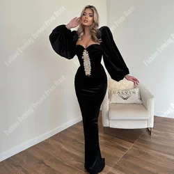 Sweetheart Long Sleeves Women Evening Dresses Fascinating Mermaid Mopping Prom Gowns Cocktail Party Customized Vestido De Noche