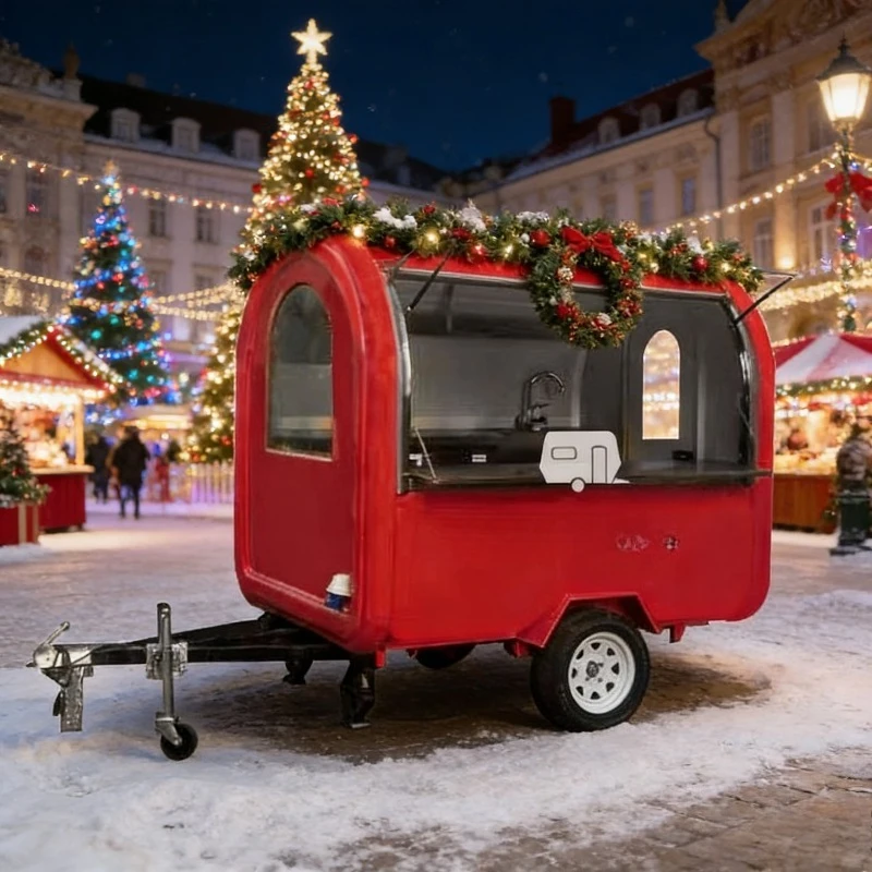 

Germany BBQ Round Food Trailer - Hamburger Chips Concession Truck with Extension for Small Business