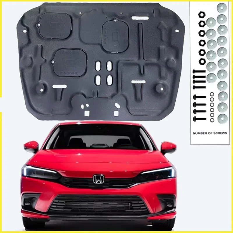 For Honda CIVIC 2022-2023 11H Black Under Engine Guard Plate Splash Shield Mud Fender Cover Mudguard Protector