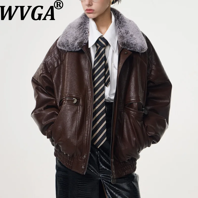 

WVGA Winter New Man Tide Spliced Detachable Fur Collar Jacket Nihce Chic Casual Long Sleeve Coats Ins W14969