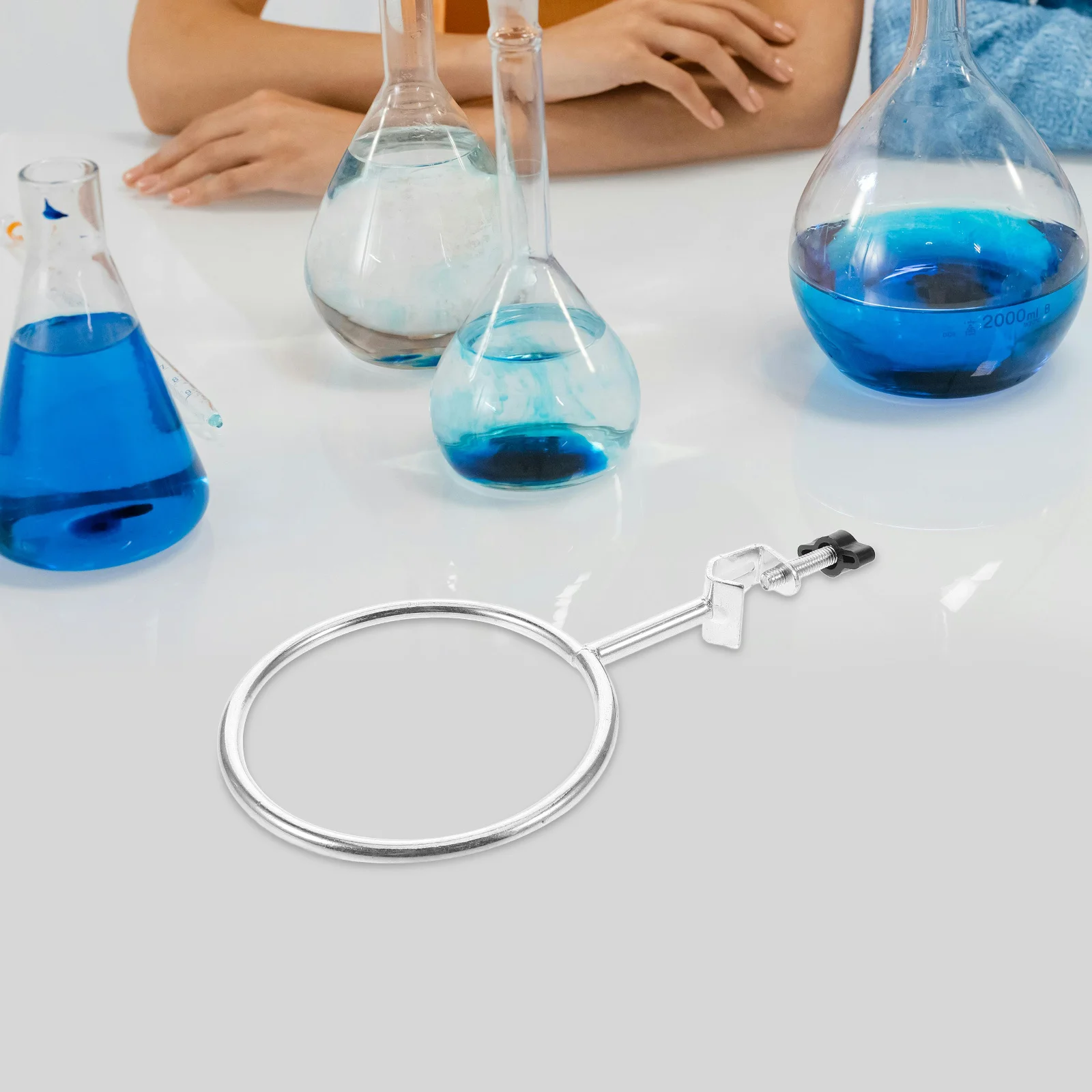 

1pcs Stand Clamps Test Tube Holder Ring Retort Condenser Fixtures Durable Metal Support Chemistry Physics Lab Teaching