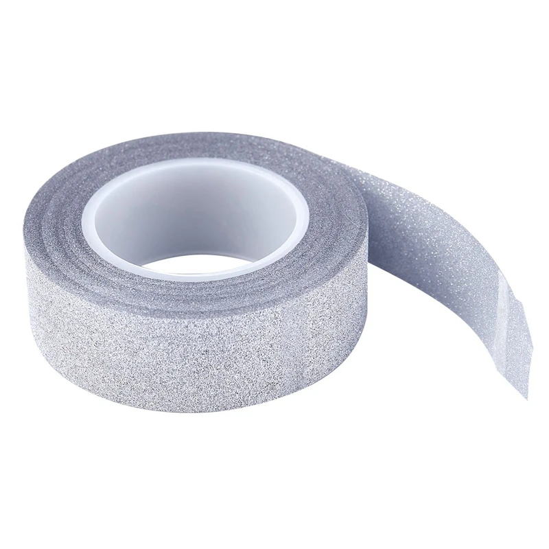 4Pcs 10M Glitter Tape Stick Self Adhesive Sticker Label Decorative Paper DIY Silver