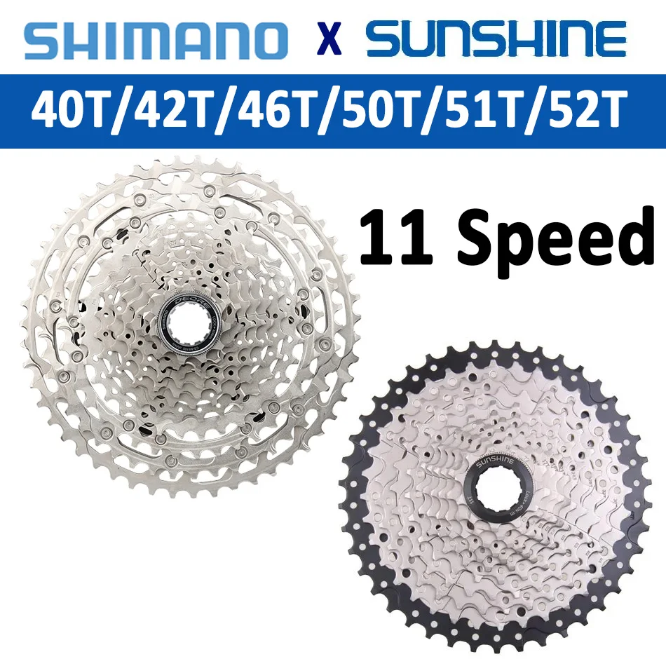 

SUNSHINE MTB Cassette Shimano Deore M5100 11 Speed 52T 50T 46T 42T Mountain Bike 11V K7 42T 51T 11S Sprocket Bicycle Ratchet