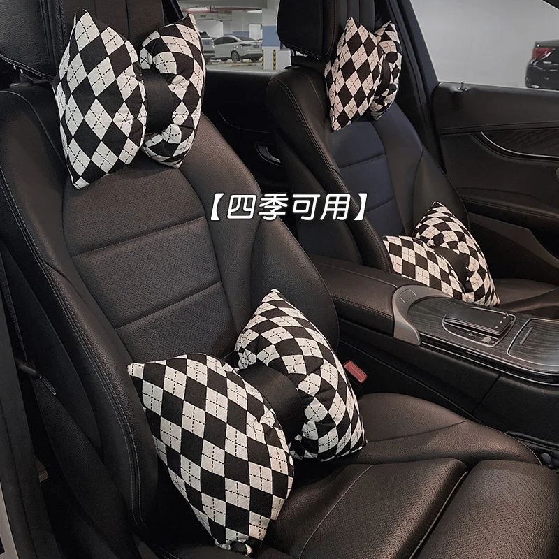 

Four Seasons New Lumbar Support Cervical Spine Pillow Fashion Cotton Fax Rhombus Car Waist Neck Pillow