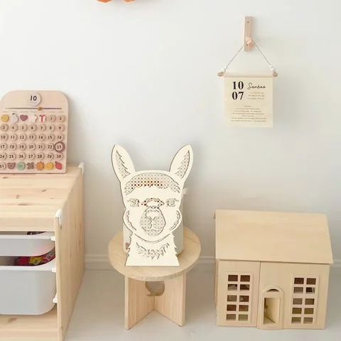 DIY Paint Your Own Dog Wooden Wall Art - 32.7x21.8cm Laser-Cut Unpainted Animal Decor, Craft Kit for Home & Kids Room