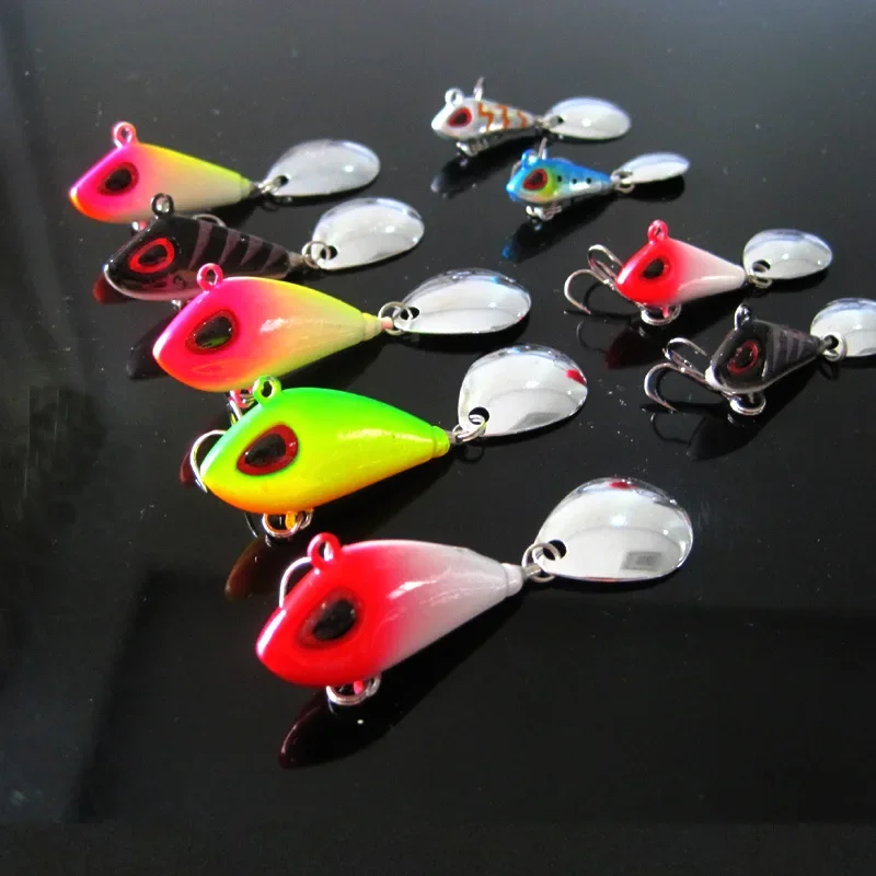 

6g/10g/17g/25g 1pcs Rotating Metal VIB with Spoon Fishing Lure Spinner Sinking Pin Crankbait Sequins Tail Bass Baits Tackle