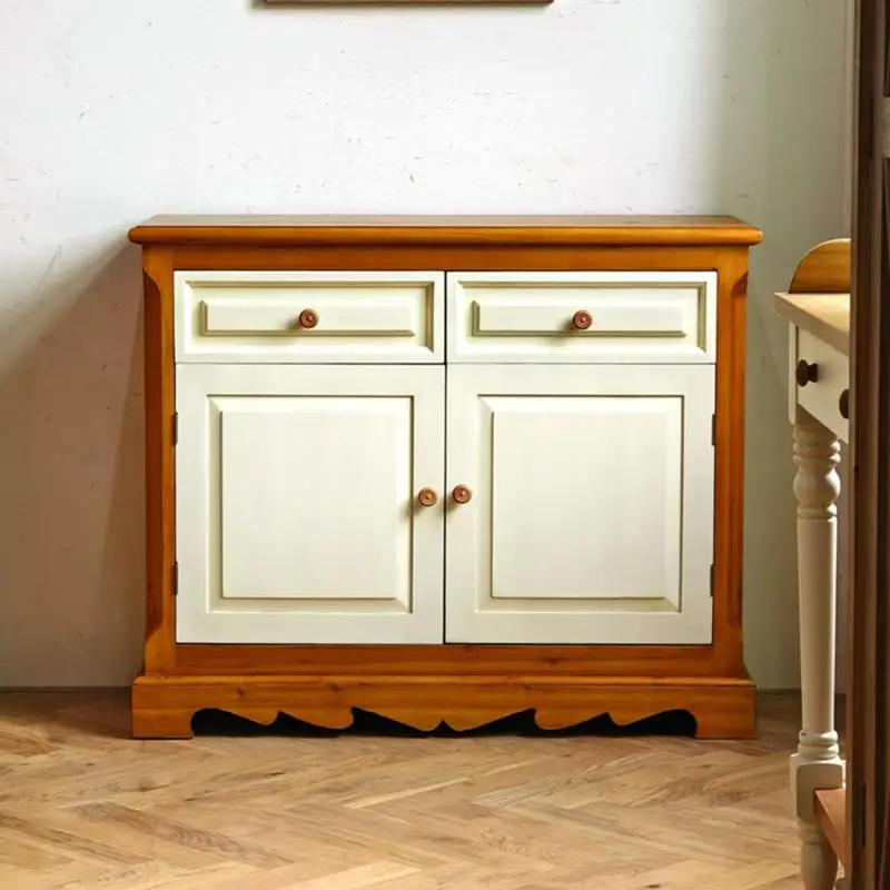 Country Resurrection Log Cream Wind Living Room Indoor Store Double Door Storage Cabinet