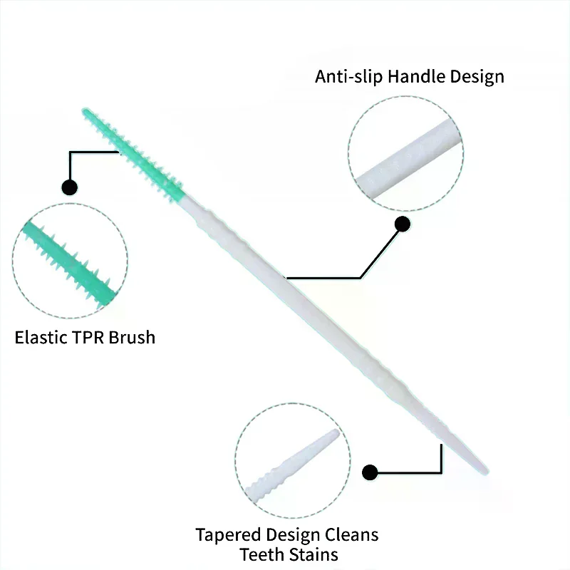 

50pcs Double-end Interdental Brush Clean Between Teeth Extended Massage Disposable Silicone Toothpicks Brush